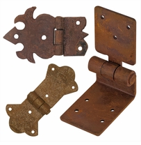 Rustic Wrought  Iron Hinges, Straps, Corner Brackets & Latches