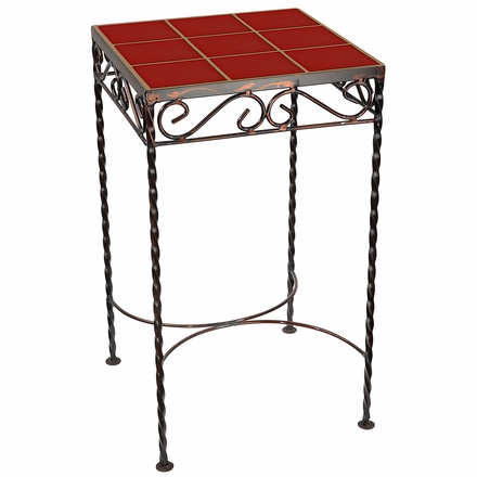 Wrought Iron - Red Talavera Tile Side Table - 9 or 12 Tiles
