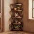 Wrought Iron Rustic Wood Corner Shelf
