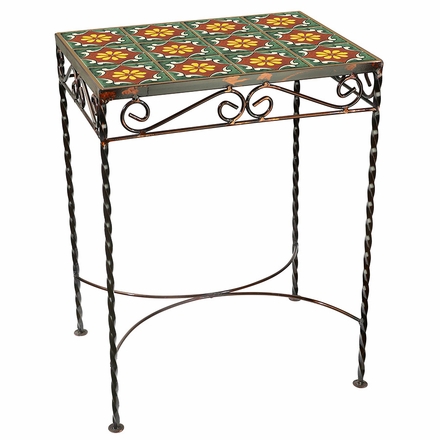 Wrought Iron - Talavera Tile Side Table - 12 Tiles - B