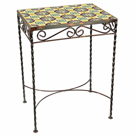 Wrought Iron - Talavera Tile Side Table - 12 Tiles - D