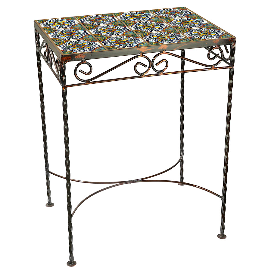 Wrought Iron Occasional Table Talavera Tile Top