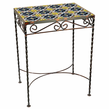 Wrought Iron - Talavera Tile Side Table - 12 Tiles - F