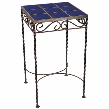 Wrought Iron - Talavera Tile Side Table - 9 or 12 Tiles - Blue
