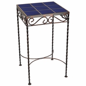 Wrought Iron - Talavera Tile Side Table - 9 or 12 Tiles - Blue