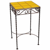 Wrought Iron - Talavera Tile Side Table - 9 or 12 Tiles - Yellow
