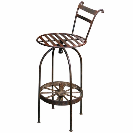 Wrought Iron Wagon Wheel Bar Stools - Set of 2