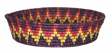 X-Large Round Mexican Bread Basket - Multi-Color Woven Palm
