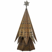 XL Aged Tin Fluted Christmas Tree Lamp with Marbles - 46" Tall