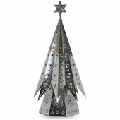 XL Natural Tin Fluted Christmas Tree Lamp with Marbles - 46" Tall