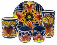 Yellow Cross Pattern Group - Talavera Tableware
