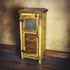 Yellow Distressed Wood Cabinet with Natural Top & Tin Star Inset
