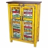 Yellow Painted Wood Cabinet with Multi-Color Slat Doors
