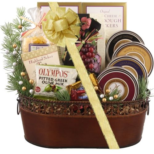 Wine and Cheese Holiday Gift Basket