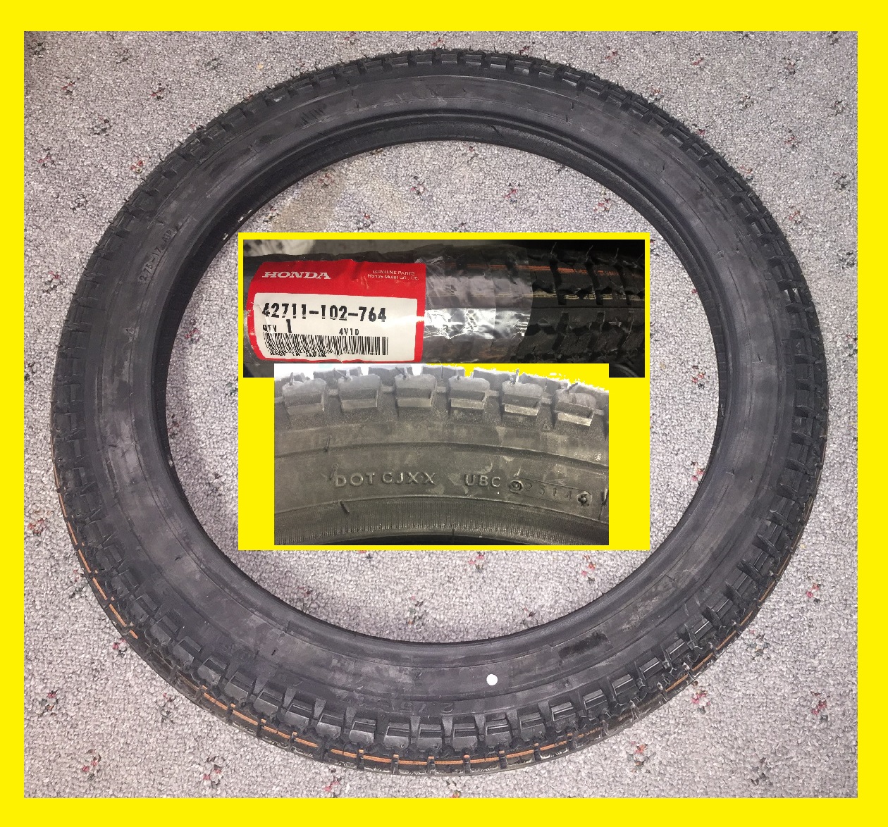  *2.75_X_17" OEM HONDA ISSUE TIRE by IRC MADE IN JAPAN 1/22A ( 42711