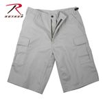 GREY ZIPPER FLY EXTRA LONG FATIGUE SHORTS