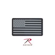 PVC US FLAG PATCH w/ HOOK BACK - SILVER/BLK