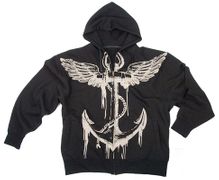 VINTAGE BLACK/ANCHOR LT WT HOODED SWEATSHIRT