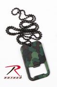 WOODLAND CAMO DOG TAG BOTTLE OPENER W/CHAIN