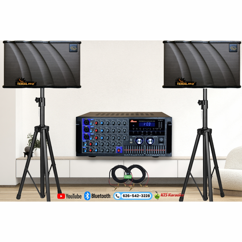 <font color=" blue">"ASCOMBO15"</font>IDOLpro 3000W IP-4000 Mixing Amplifier Plus 1000W 10" Speakers and Stands Home Karaoke Combo <font color=" RED">Free gifts</font></B> </b></font>