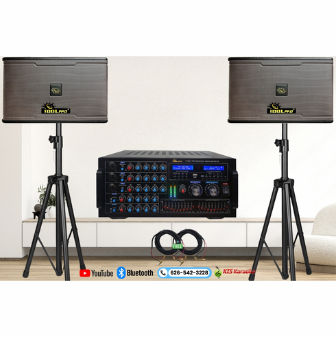 <font color=" blue">"ASCOMBO8"</font> IDOLpro IP-5900 6000W Mixing Amplifier with Bluetooth and 1200W Dual Speaker and Stands Karaoke System <font color=" red">Free Gifts</font> 