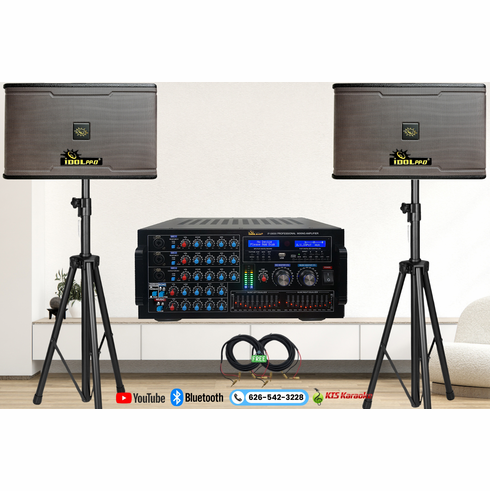 <font color=" blue">"ASCOMBO8"</font> IDOLpro IP-5900II 6000W Mixing Amplifier with Bluetooth and 1200W Dual Speaker and Stands Karaoke System <font color=" red">Free Gifts</font>