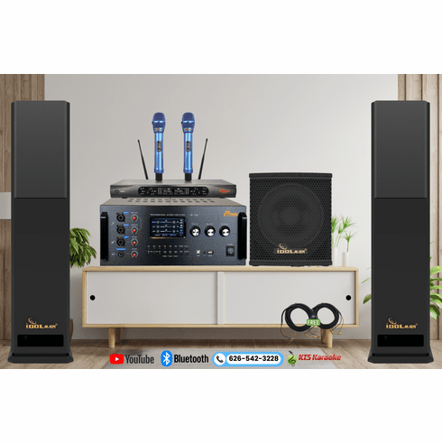 <font color=" blue">"ASM1" </font>5000W Console Mixing Amplifier W/ 4000W Floorspeakers And Dual Advanced Wireless Microphones Karaoke System With Bluetooth, Optical <sup><font color=" red">Free Gifts</font></sup>  