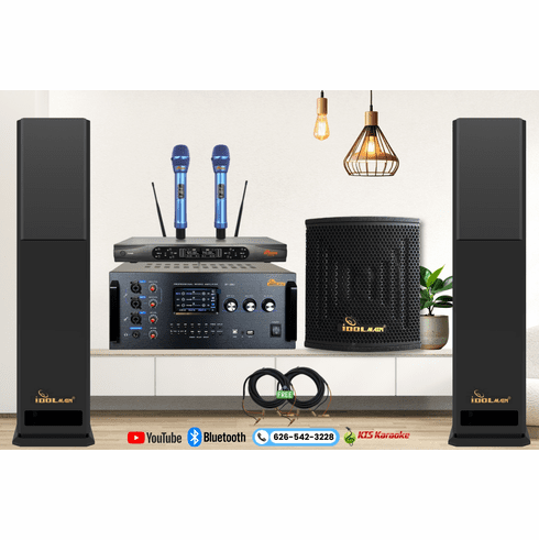 <font color=" blue">"ASM1" </font>5000W Console Mixing Amplifier W/ 4000W Floorspeakers And Dual Advanced Wireless Microphones Karaoke System With Bluetooth, Optical <sup><font color=" red">Free Gifts</font></sup>