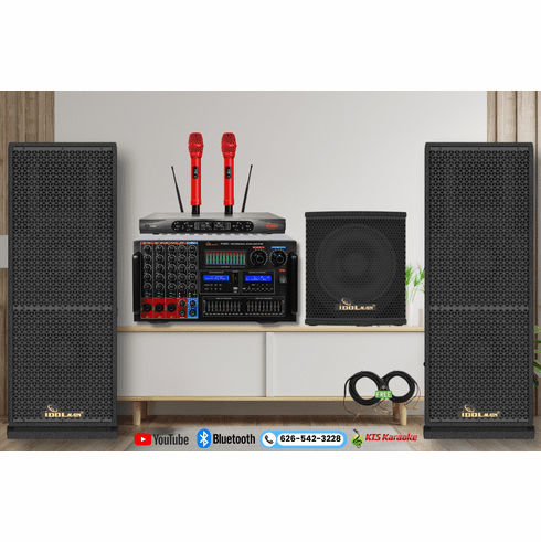 <font color=" blue">"ASM11" </font> IDOLpro 8000W Deluxe Line Karaoke System With Bluetooth Mixing Amplifier, 6000W Floor Standing Speakers, 1200W Subwoofer and Dual Wireless Microphones Karaoke System<sup><font color=" red">BEST SELLER - Free gifts </font>  </sup>