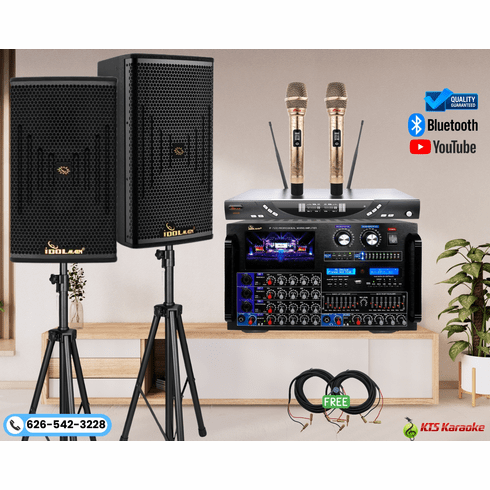 <font color=" blue">"ASM12"</font> Idolmain Home Karaoke System IP-7500 8000W Mixing Amplifier, IPS-KP12 4000W Professional Studio Loudspeakers and Dual Luxury Wireless Microphones <B><sup><font color=" red">NEW 2025</font>  </sup></B>