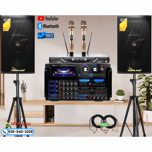 <font color=" blue">"ASM14"</font>IDOLpro 4000W High-End Speakers With 8000W Professional Bluetooth Mixing Amplifier, Dual Luxury Wireless Microphones Home Karaoke System<sup><font color=" red">Free gifts</b></font></sup>