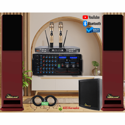 <font color=" blue">"ASM15" </font>IDOlmain Bluetooth Mixing Amplifier 6000W With Dual Super Bass 12" Speakers and Dual Luxury Wireless Microphones Home Karaoke System <sup><font color=" RED">Free gifts</font></B> </b></font></sup>