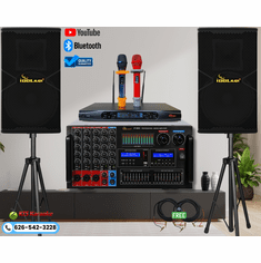 <font color=" blue">"ASM20" </font>IDOLmain 8000W Mixing Amplifier With Digital Optical Input For Smart TV Plus 1800W Loudspeakers, Dual Smart Wireless Microphones Home Karaoke System  