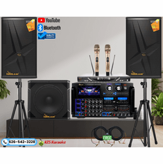 <font color=" blue"> "ASM24" </font>IDOLmain 8000W Mixing Amplifier, Loudspeakers,Dual Wireless Microphones Karaoke System W/ Optical, HDMI, Recording, Bluetooth& Deep Bass 15" 1500W Subwoofer<sup> <font color=" red">Free Gifts</font>  </sup> 
