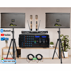 <font color=" blue">"ASM25" </font> IDOLpro 6000W Perfect Home Karaoke System With Dual Luxury Wireless Microphones, 1200W Speakers 