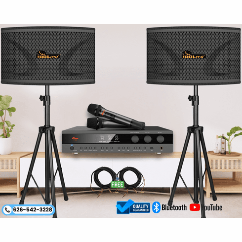 <font color=" blue">"ASM28"</font> IDOLmain 2400W Speaker With 4000W Digital Mixing Amplifier with Equalizer, Optical Built-In And Dual Advanced Wireless Microphones Karaoke System  <sup> <font color=" red" >Free Gifts</font></sup> 