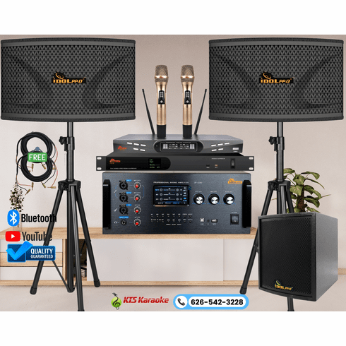 <font color=" blue">"ASM31"</font> IDOLpro IP-380 5000Watts Digital Touch Screen Mixing Amplifier, High Tech Microphones with Feedback Controller, Plus 12" 2400Watts Speaker Home Karaoke System 