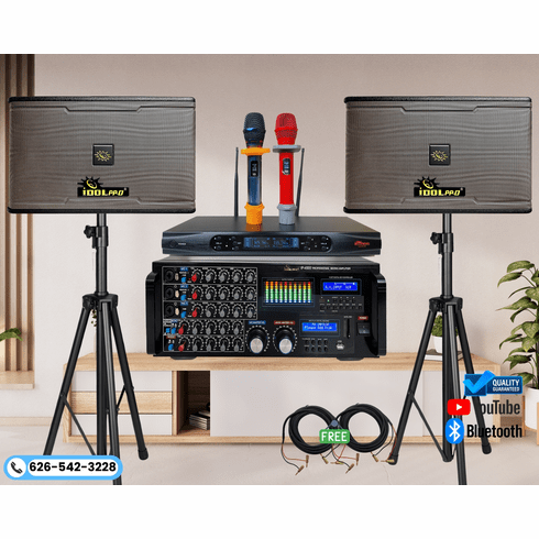 <font color=" blue">"ASM33" </font>1200W Speaker with 3000W Bluetooth Mixing Amplifier Plus Dual Wireless Microphones Karaoke System <sup> <font color=" RED">Free gifts</font></font></sup>