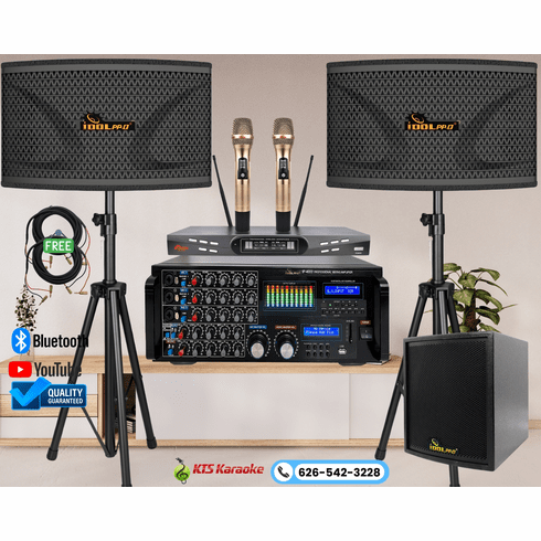 <font color=" blue">"ASM34"</font> IDOLpro Karaoke System with 1000W Subwoofer, 2400W Speakers, Dual Wireless Microphones, and 3000W Mixing Amplifier Home Karaoke System<sup> <font color=" RED">Best Seller - Free gifts </font></B> </b></font></sup>