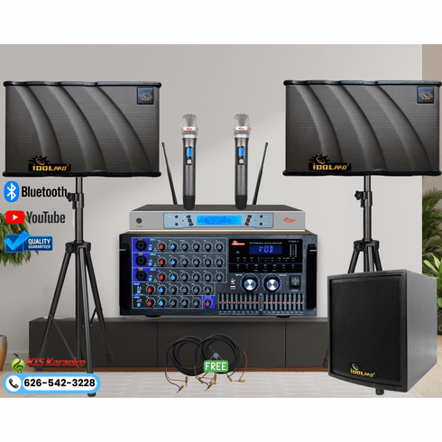 <font color=" blue">"ASM36"</font> 3000W Bluetooth Mixing Amplifier With Optical/ HDMI and 1200W Dual Speakers, Dual Wireless Microphones and Subwoofer Home Karaoke System <sup> <font color=" RED">Free gifts- BEST SELLER</font></font></sup>