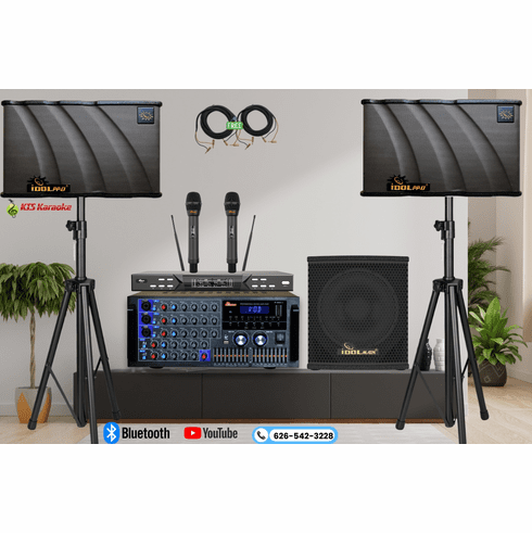 <font color=" blue">"ASM36"</font> 3000W Bluetooth Mixing Amplifier With Optical/ HDMI and 1000W Dual Speakers, Dual Wireless Microphones and 1200W Subwoofer Complete Home Karaoke System <sup> <font color=" RED">NEW</font></font></sup>