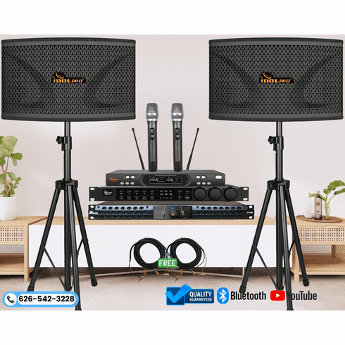 <font color=" blue">"ASM40" </font>Best High Performace Speakers 2400W With Full Functions Power Amplifier, Mixer And Dual Smart Wireless Microphones Home Karaoke System  <sup><font color=" red">Free gifts</font></sup>  
