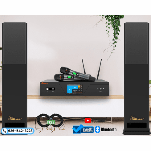 <font color=" blue">"ASM44" </font> 7000W Karaoke System with Digital Mixing Amplifier, Dual Wireless Microphones, 4000W Floor Speakers  <sup><font color=" red">Free Gifts</font></sup>