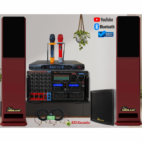<font color=" blue">ASM50</font> Best Home Professional Karaoke System With full set of Floor Speakers, Dual Microphones, Subwoofer and Console Mixing Amplifier