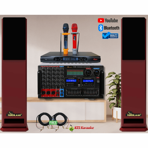 <font color=" blue">ASM50</font> Best Home Professional Karaoke System With full set of Floor Speakers, Dual Microphones, and Console Mixing Amplifier