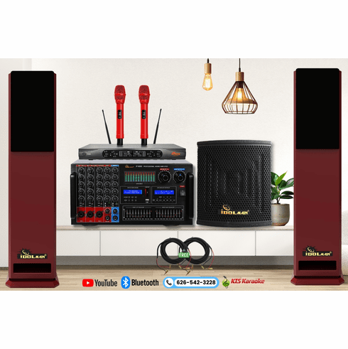 <font color=" blue">ASM50</font> Best Home Professional Karaoke System With Full set of Floor Speakers, Subwoofer, Dual Microphones, and Console Mixing Amplifier
