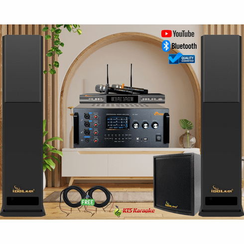 <font color=" blue">ASM53</font> IDOlmain Home Karaoke System with 4000W Speakers, Dual High Quality Wireless Microphones, 5000W Full Function Touch Screen Digital Mixing Amplifier and Subwoofer