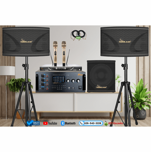 <font color=" blue">"ASM9"</font> IDOLmain 5000W Touch Screen Professional Karaoke Digital Mixing Amplifier W/ Optical /Bluetooth Super Bass Speakers, Wireless Microphones Karaoke System<sup>  <font color=" red">Free Gifts </font> </sup>