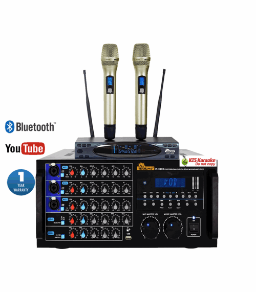 <font color=" blue">"COMBO13"</font> IDOLmain IP-3900 Professional 2600W Karaoke Mixing Amplifier /w Echo & Delay Control, Optical/HDMI Inputs And UHF-628 Professional Intelligent Dual Wireless Auto Noise Cancellation Microphone Karaoke Combo <font color=" red">Free Gifts</font>