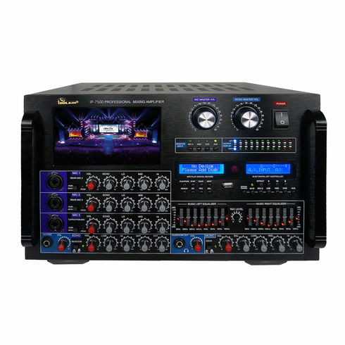 IDOLmain IP-7500 8000W Max Output Professional Digital Console Mixing Amplifier With 7" LCD Screen Monitor Built-In, Headphone Out, Recording, Guitar Level Control & Digital Optical Input